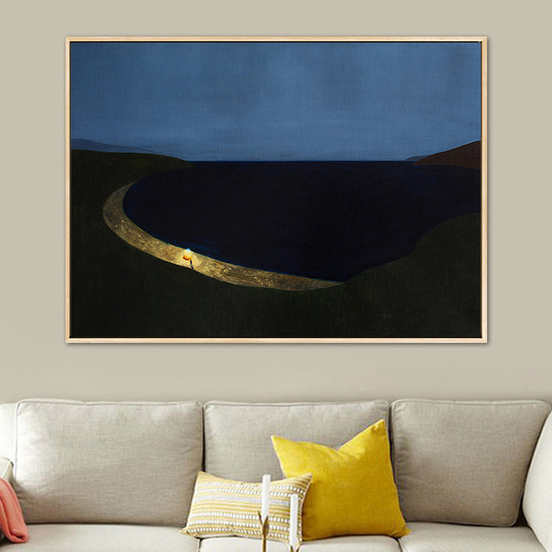 Illustration Nordic Wall Art Decor with Abstract Scenery in Soft Color for Boys Bedroom Black Clearhalo 'Arts' 'Canvas Art' 1763022