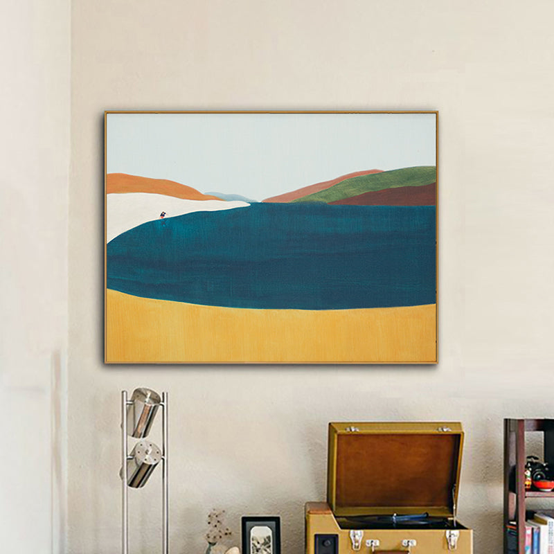 Illustration Nordic Wall Art Decor with Abstract Scenery in Soft Color for Boys Bedroom Blue Clearhalo 'Arts' 'Canvas Art' 1763026