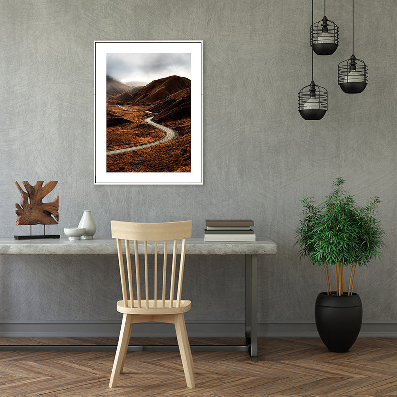 Brown Mountain Curve Road Canvas Contemporary Textured Wall Decor for Living Room Clearhalo 'Art Gallery' 'Canvas Art' 'Contemporary Art Gallery' 'Modern' Arts' 1763050