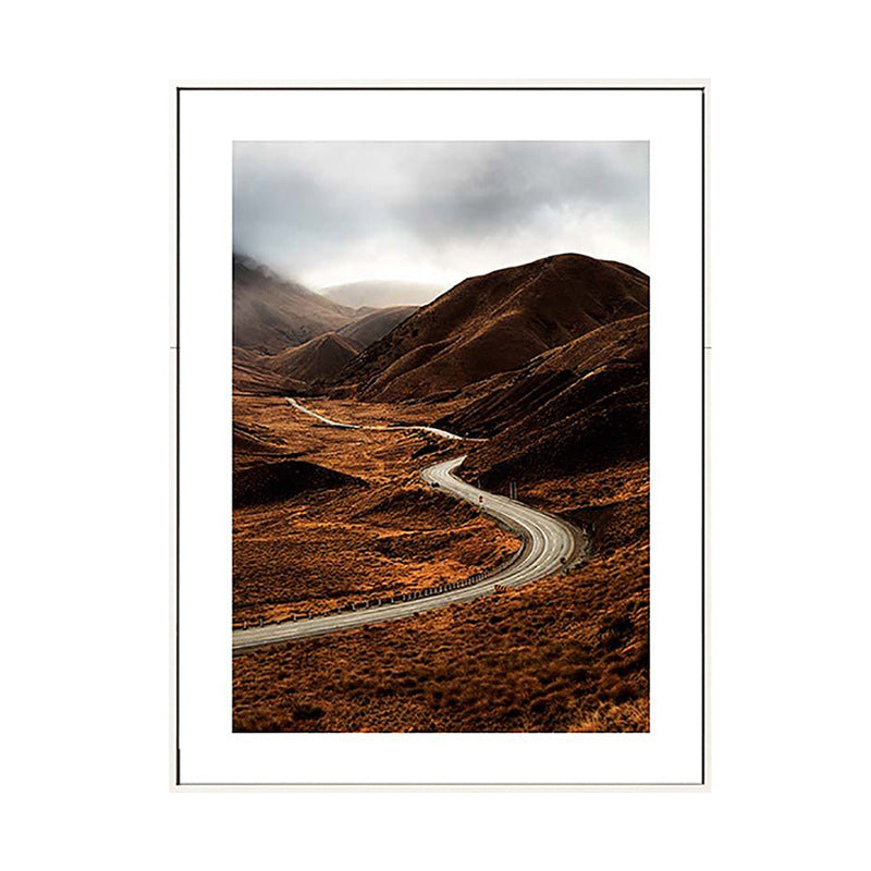 Brown Mountain Curve Road Canvas Contemporary Textured Wall Decor for Living Room Clearhalo 'Art Gallery' 'Canvas Art' 'Contemporary Art Gallery' 'Modern' Arts' 1763052