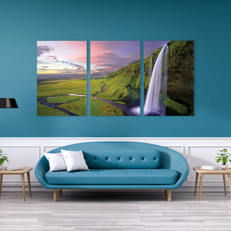 Waterfall View Wall Decor Modern Multi-Piece Girls Bedroom Painting, Multiple Sizes Clearhalo 'Art Gallery' 'Canvas Art' 'Contemporary Art Gallery' 'Modern' Arts' 1763057
