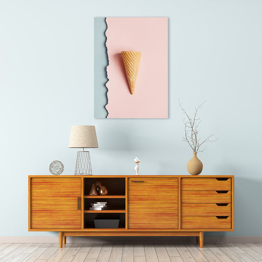 Pink Ice-Cream Cone Painting Textured Wall Art Print for Guest Room, Multiple Sizes Pink Clearhalo 'Art Gallery' 'Canvas Art' 'Contemporary Art Gallery' 'Modern' Arts' 1763067