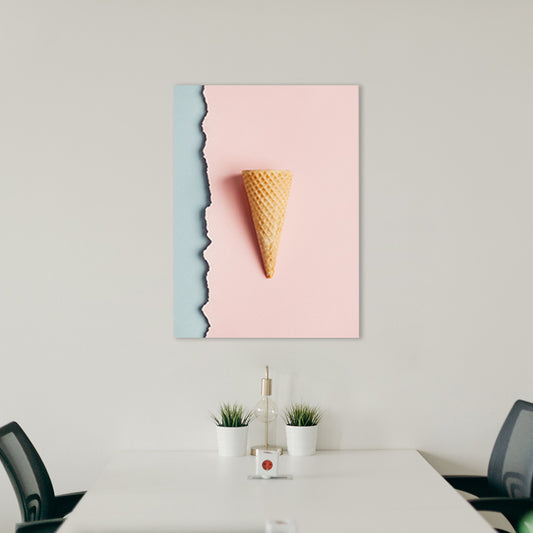 Pink Ice-Cream Cone Painting Textured Wall Art Print for Guest Room, Multiple Sizes Clearhalo 'Art Gallery' 'Canvas Art' 'Contemporary Art Gallery' 'Modern' Arts' 1763069