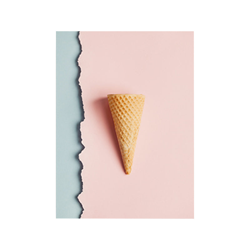 Pink Ice-Cream Cone Painting Textured Wall Art Print for Guest Room, Multiple Sizes Clearhalo 'Art Gallery' 'Canvas Art' 'Contemporary Art Gallery' 'Modern' Arts' 1763070