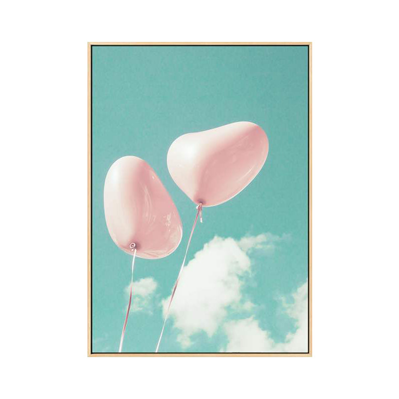 Heart-Shaped Balloon Canvas Art Print for Bedroom in Green, Multiple Sizes Available Clearhalo 'Art Gallery' 'Canvas Art' 'Contemporary Art Gallery' 'Modern' Arts' 1763084