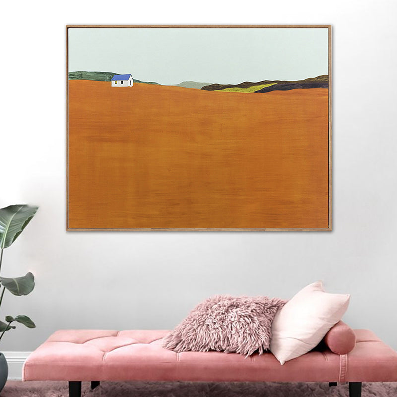 Noordse berglandschap canvas kunst pastel kleur gestructureerd muur decor voor slaapkamer