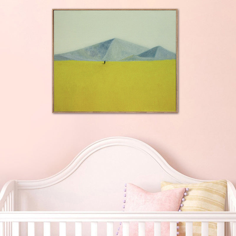 Nordic Mountain Landscape Canvas Art Pastel Color Textured Wall Decor for Bedroom
