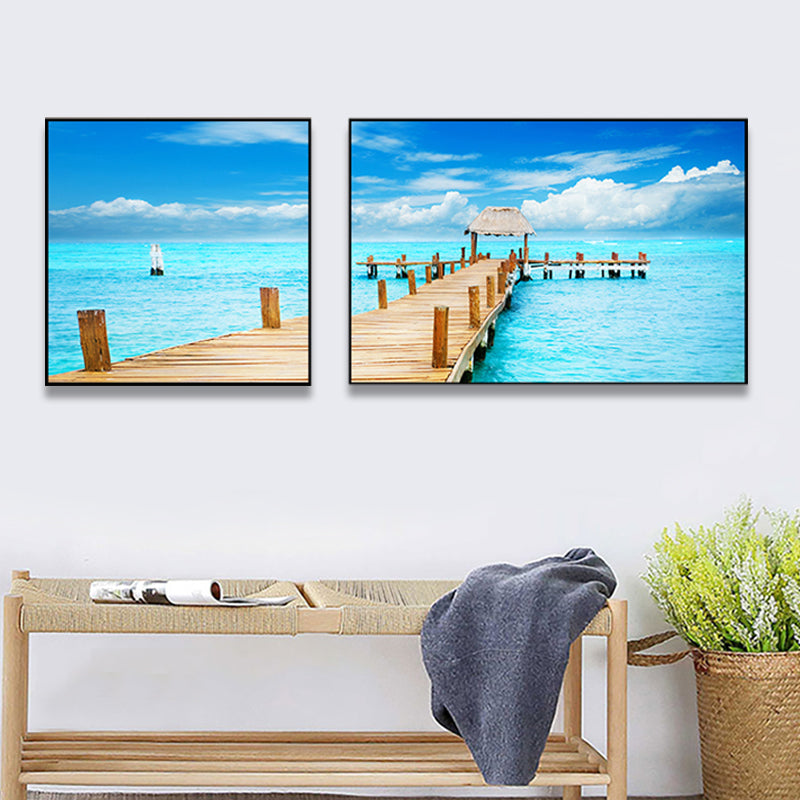 Picturesque Nature Scenery Canvas Wall Art for House Interior, Light Color, Set of 2 Clearhalo 'Art Gallery' 'Canvas Art' 'Contemporary Art Gallery' 'Modern' Arts' 1763146