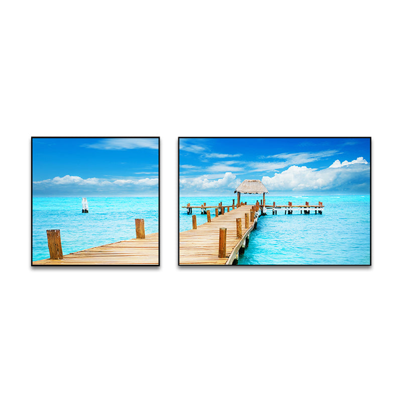 Picturesque Nature Scenery Canvas Wall Art for House Interior, Light Color, Set of 2 Clearhalo 'Art Gallery' 'Canvas Art' 'Contemporary Art Gallery' 'Modern' Arts' 1763147