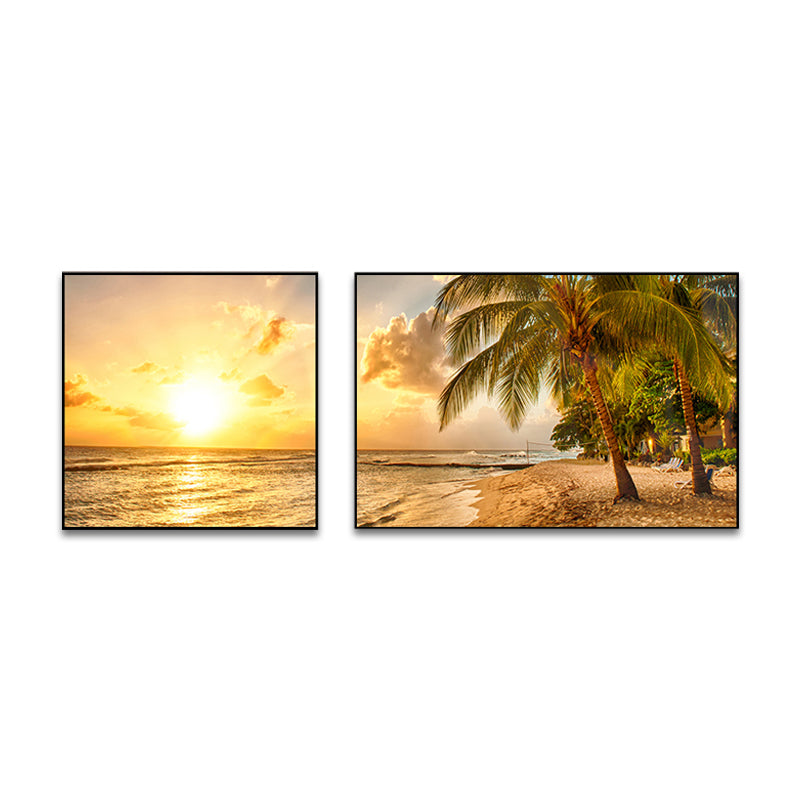 Picturesque Nature Scenery Canvas Wall Art for House Interior, Light Color, Set of 2 Clearhalo 'Art Gallery' 'Canvas Art' 'Contemporary Art Gallery' 'Modern' Arts' 1763151