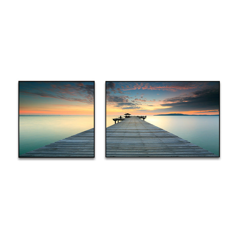 Picturesque Nature Scenery Canvas Wall Art for House Interior, Light Color, Set of 2 Clearhalo 'Art Gallery' 'Canvas Art' 'Contemporary Art Gallery' 'Modern' Arts' 1763155