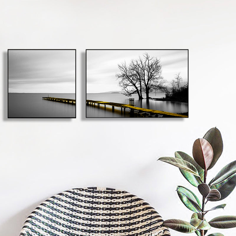 Picturesque Nature Scenery Canvas Wall Art for House Interior, Light Color, Set of 2 Clearhalo 'Art Gallery' 'Canvas Art' 'Contemporary Art Gallery' 'Modern' Arts' 1763157