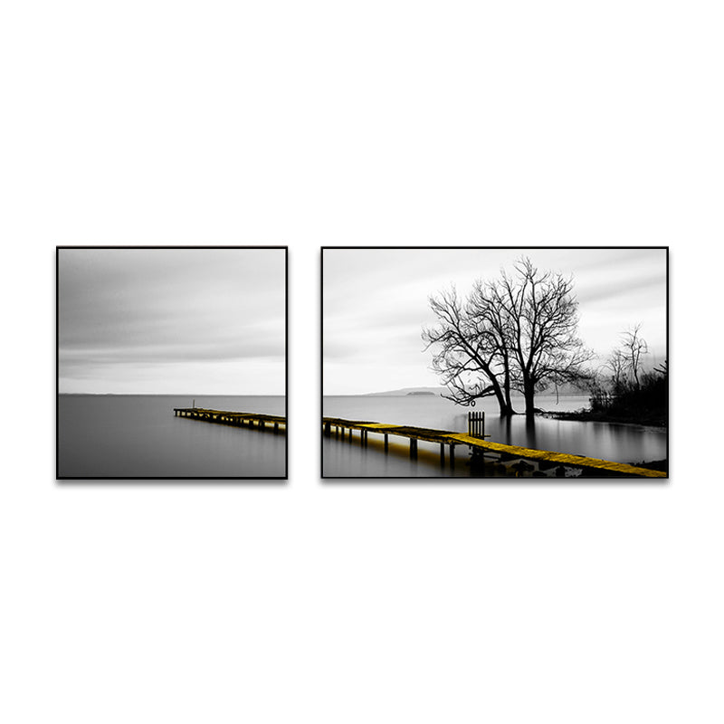 Picturesque Nature Scenery Canvas Wall Art for House Interior, Light Color, Set of 2 Clearhalo 'Art Gallery' 'Canvas Art' 'Contemporary Art Gallery' 'Modern' Arts' 1763159
