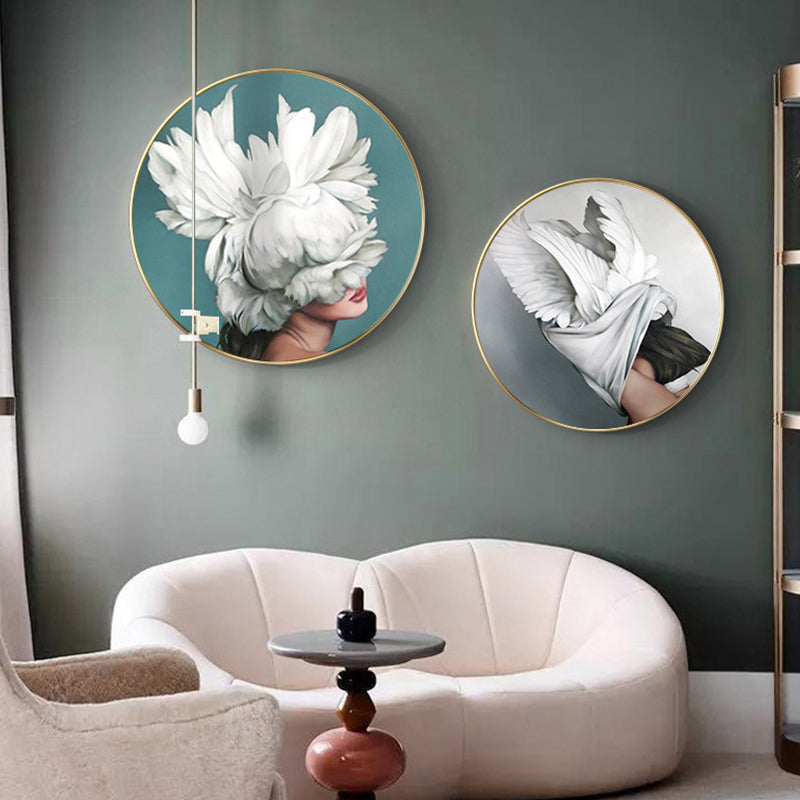 Chic Maiden Painting for Girls Bedroom in Pastel Color, Multiple Sizes Available Light Gray Clearhalo 'Art Gallery' 'Canvas Art' 'Contemporary Art Gallery' 'Modern' Arts' 1763192