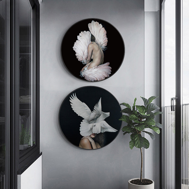 Chic Maiden Painting for Girls Bedroom in Pastel Color, Multiple Sizes Available Pink Clearhalo 'Art Gallery' 'Canvas Art' 'Contemporary Art Gallery' 'Modern' Arts' 1763200