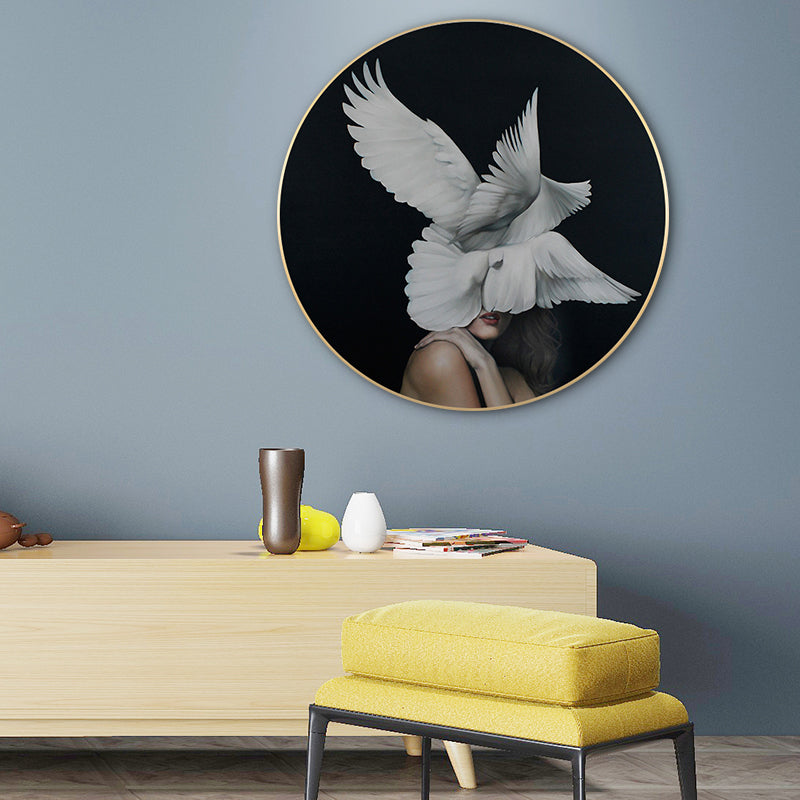 Chic Maiden Painting for Girls Bedroom in Pastel Color, Multiple Sizes Available Grey Clearhalo 'Art Gallery' 'Canvas Art' 'Contemporary Art Gallery' 'Modern' Arts' 1763204