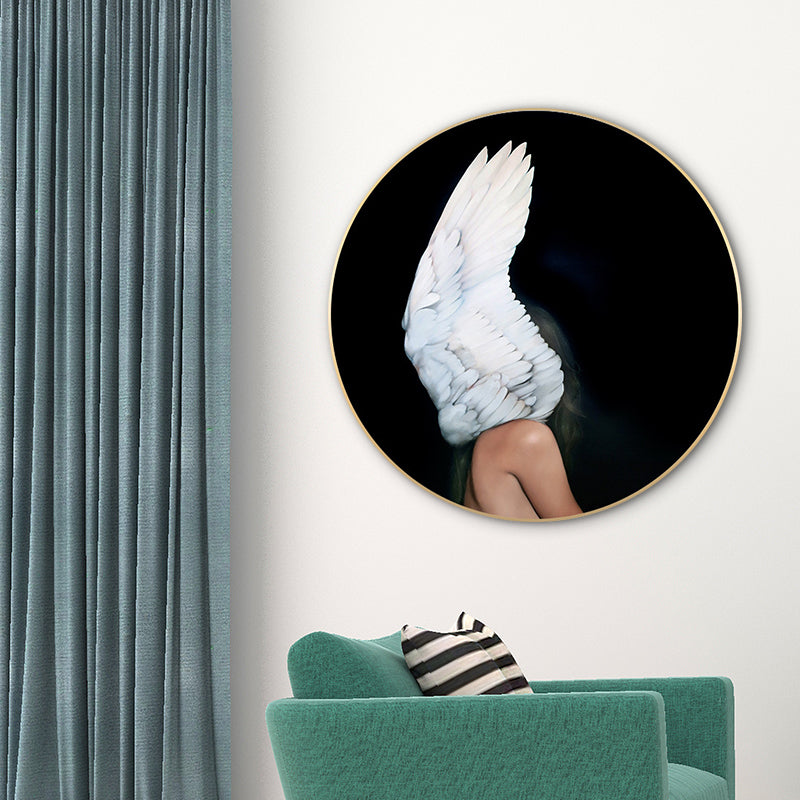 Chic Maiden Painting for Girls Bedroom in Pastel Color, Multiple Sizes Available Black Clearhalo 'Art Gallery' 'Canvas Art' 'Contemporary Art Gallery' 'Modern' Arts' 1763208