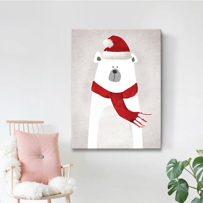 Grey Polar Bear Canvas Textured Children's Art Kids Bedroom Wall Decor, Multiple Sizes Grey Clearhalo 'Art Gallery' 'Canvas Art' 'Kids' Arts' 1763212