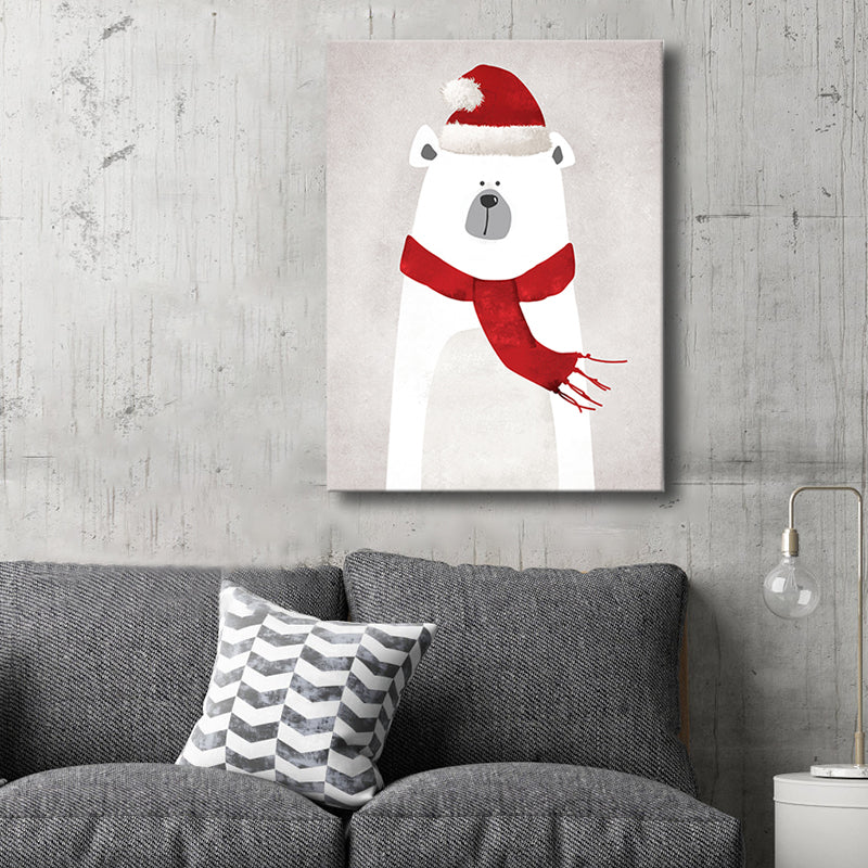 Grey Polar Bear Canvas Textured Children's Art Kids Bedroom Wall Decor, Multiple Sizes Clearhalo 'Art Gallery' 'Canvas Art' 'Kids' Arts' 1763213