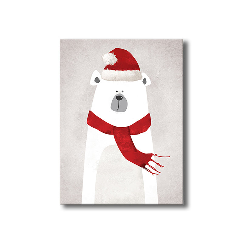 Grey Polar Bear Canvas Textured Children's Art Kids Bedroom Wall Decor, Multiple Sizes Clearhalo 'Art Gallery' 'Canvas Art' 'Kids' Arts' 1763215