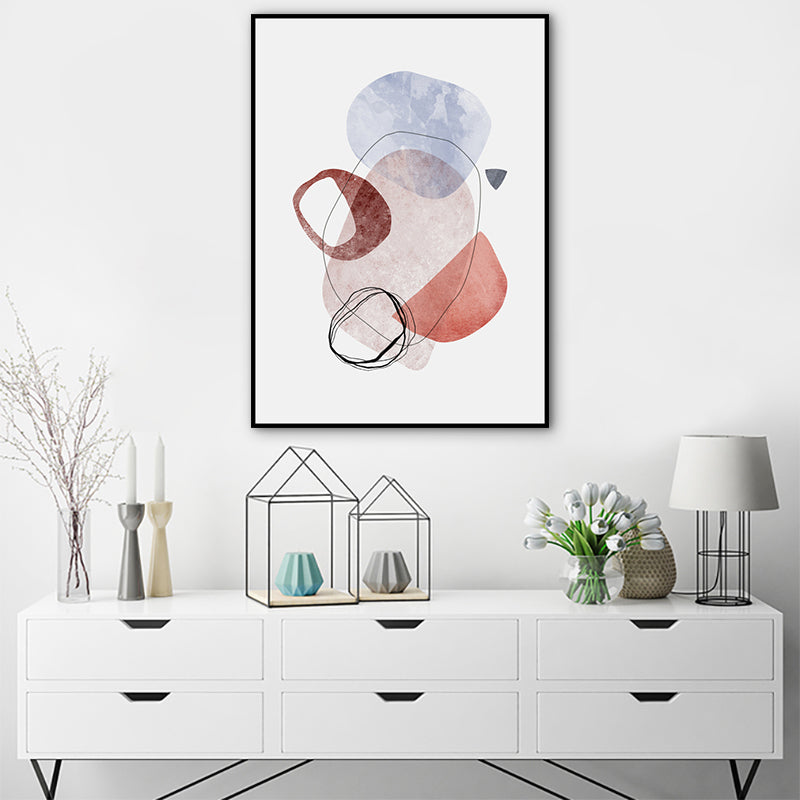 Nordic Cobblestones Canvas Wall Art House Interior Wall Decor in Pink and Blue, Textured Pink Clearhalo 'Art Gallery' 'Canvas Art' 'Contemporary Art Gallery' 'Modern' Arts' 1763219