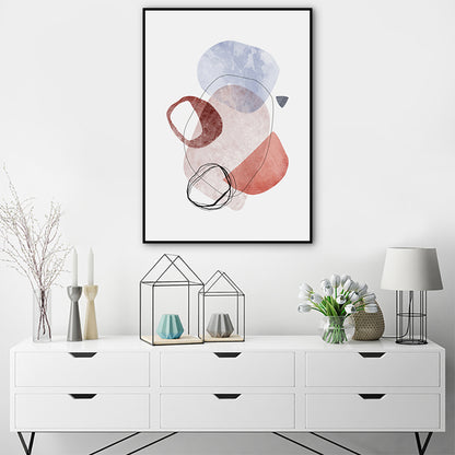 Nordic Cobblestones Canvas Wall Art House Interior Wall Decor in Pink and Blue, Textured Pink Clearhalo 'Art Gallery' 'Canvas Art' 'Contemporary Art Gallery' 'Modern' Arts' 1763219