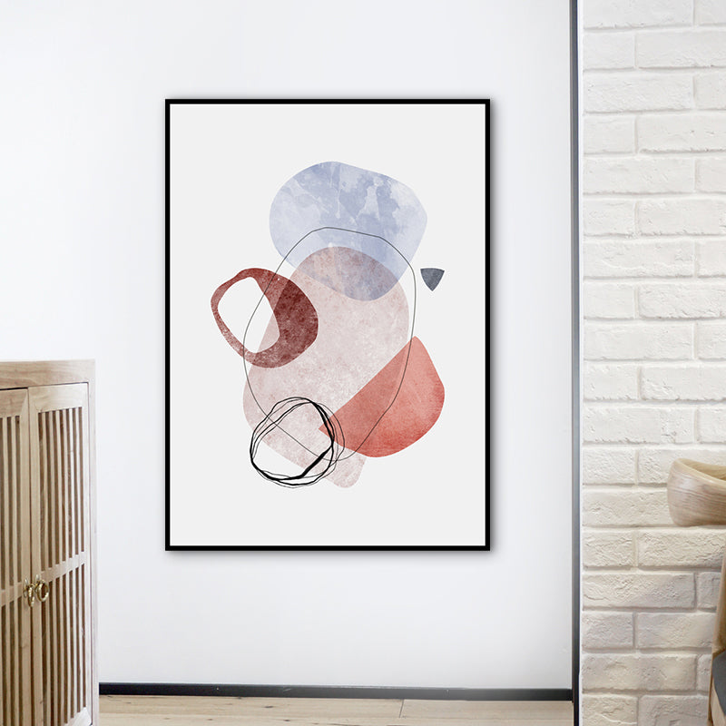 Nordic Cobblestones Canvas Wall Art House Interior Wall Decor in Pink and Blue, Textured Clearhalo 'Art Gallery' 'Canvas Art' 'Contemporary Art Gallery' 'Modern' Arts' 1763220