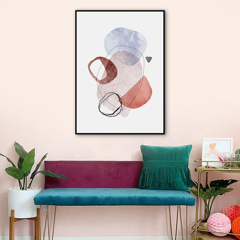 Nordic Cobblestones Canvas Wall Art House Interior Wall Decor in Pink and Blue, Textured Clearhalo 'Art Gallery' 'Canvas Art' 'Contemporary Art Gallery' 'Modern' Arts' 1763221