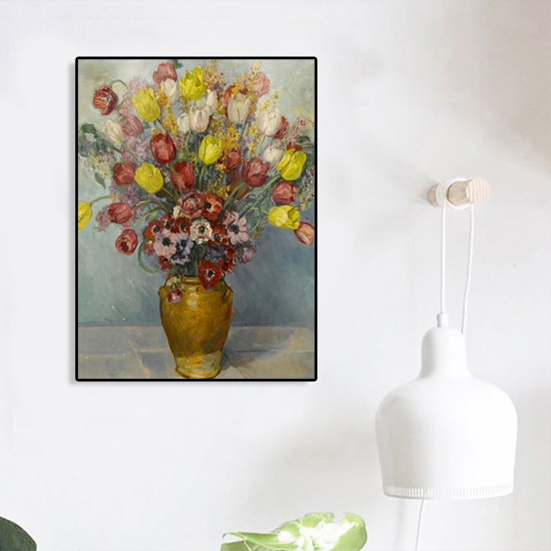 Impressionism Flower and Vase Canvas Pastel Color Bathroom Art Print, Multiple Sizes Clearhalo 'Arts' 'Canvas Art' 1763242