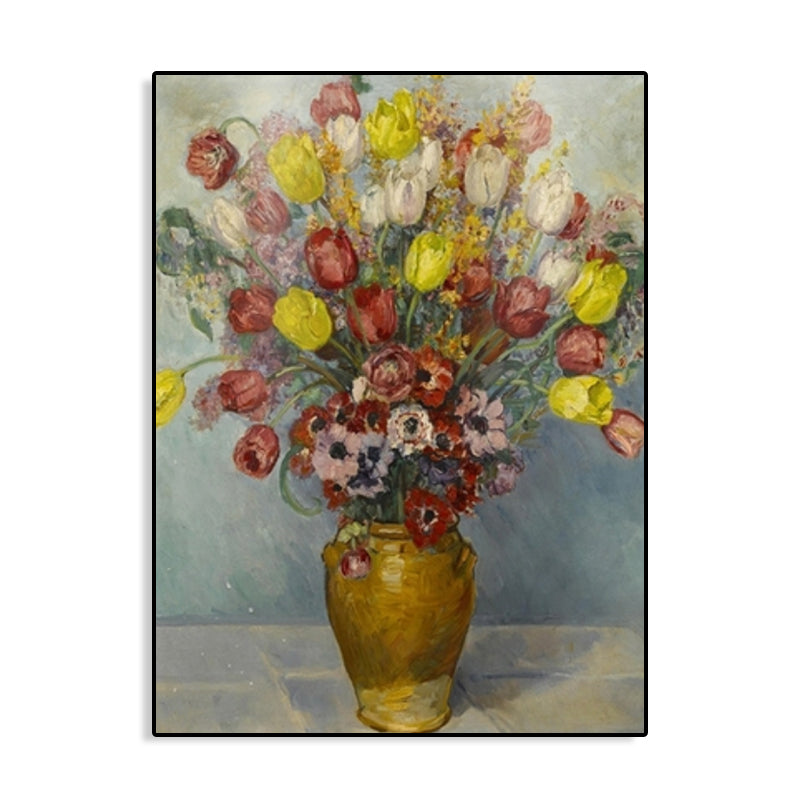 Impressionism Flower and Vase Canvas Pastel Color Bathroom Art Print, Multiple Sizes Clearhalo 'Arts' 'Canvas Art' 1763243
