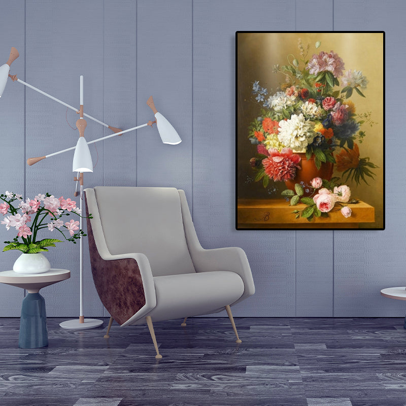 Impressionism Flower and Vase Canvas Pastel Color Bathroom Art Print, Multiple Sizes Clearhalo 'Arts' 'Canvas Art' 1763248