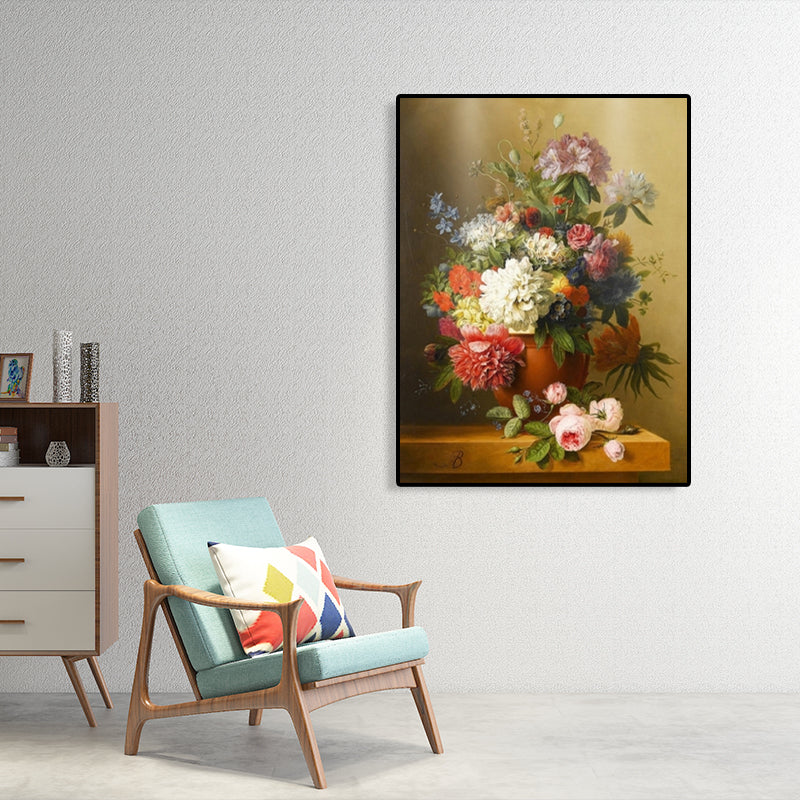 Impressionism Flower and Vase Canvas Pastel Color Bathroom Art Print, Multiple Sizes Clearhalo 'Arts' 'Canvas Art' 1763249