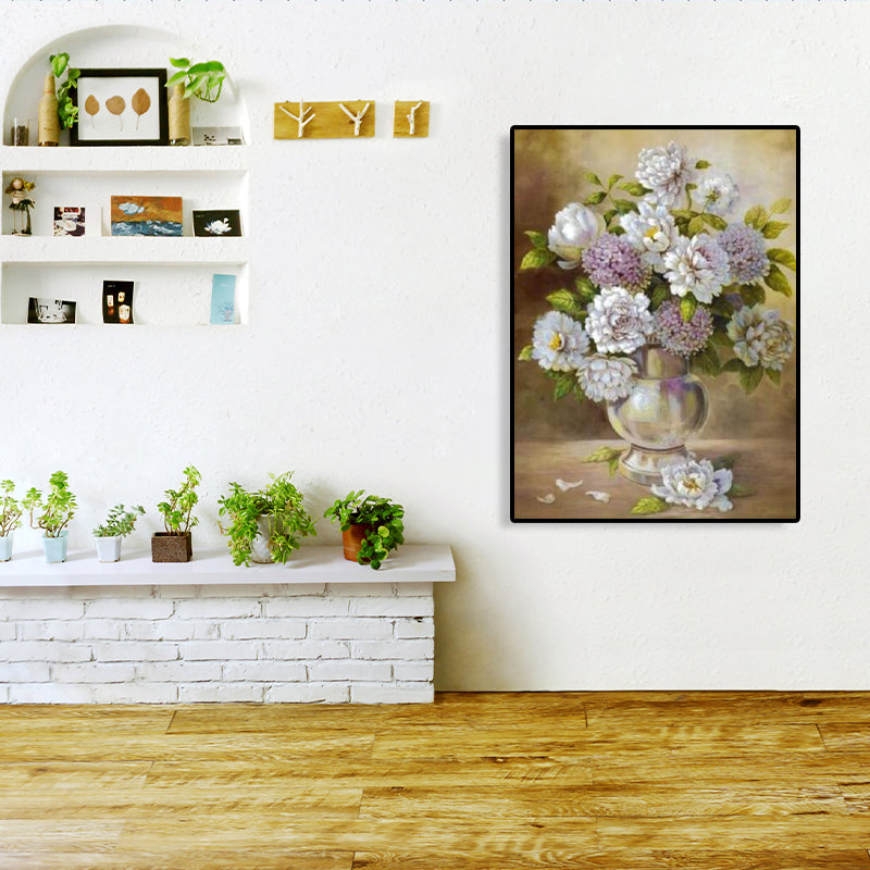 Impressionism Flower and Vase Canvas Pastel Color Bathroom Art Print, Multiple Sizes Clearhalo 'Arts' 'Canvas Art' 1763253