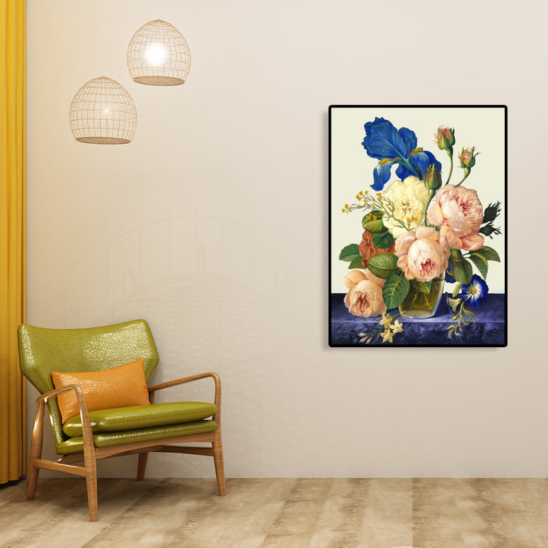 Impressionism Flower and Vase Canvas Pastel Color Bathroom Art Print, Multiple Sizes Blue Clearhalo 'Arts' 'Canvas Art' 1763255