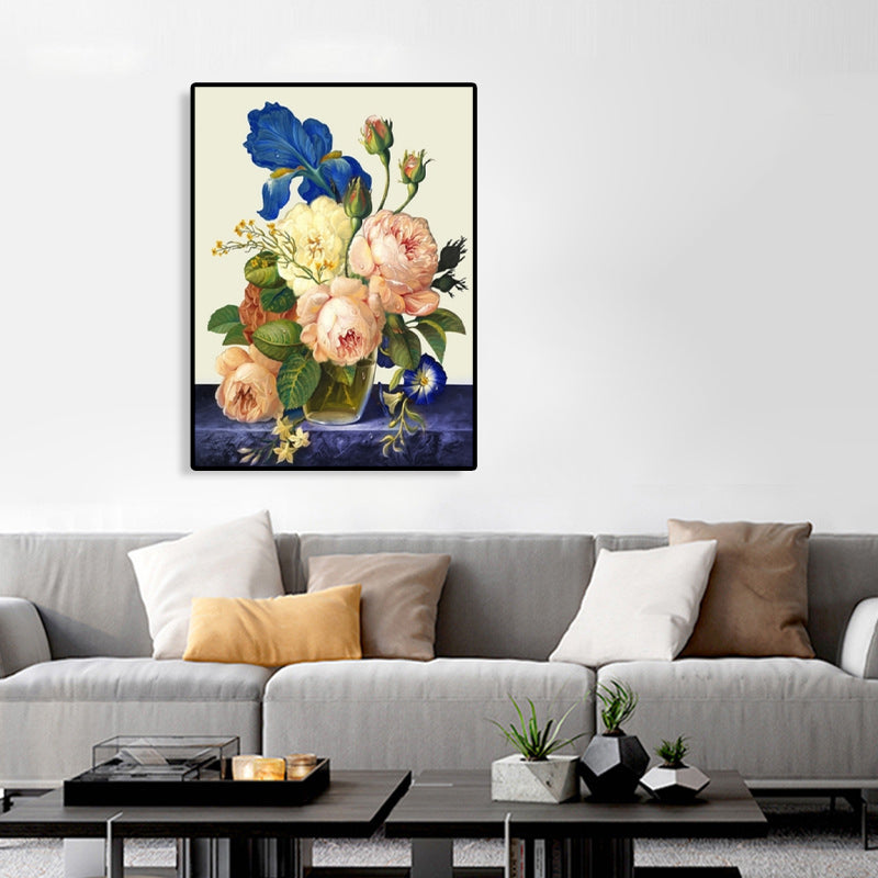 Impressionism Flower and Vase Canvas Pastel Color Bathroom Art Print, Multiple Sizes Clearhalo 'Arts' 'Canvas Art' 1763256
