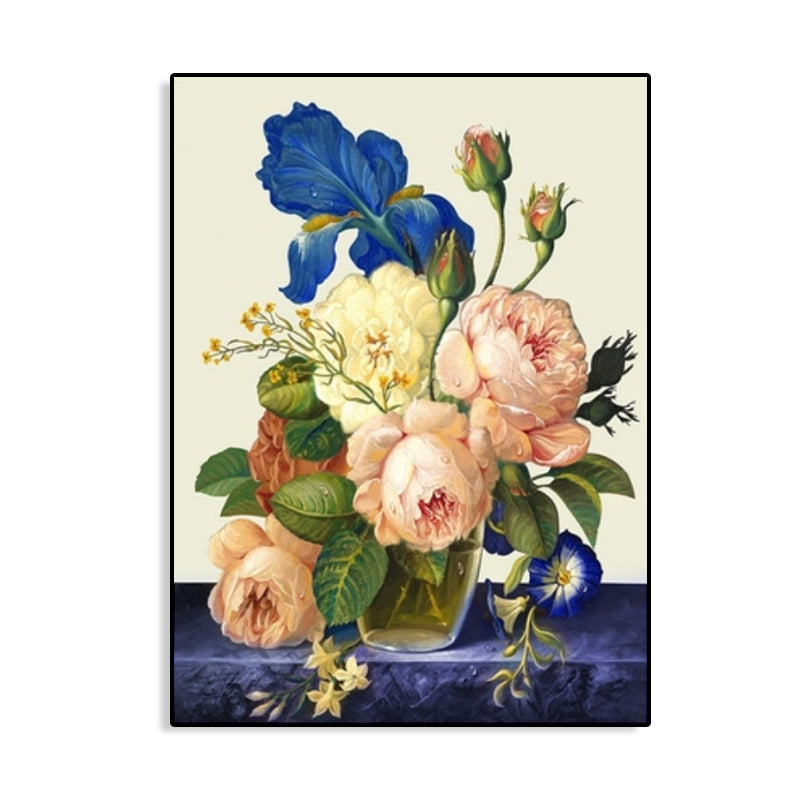 Impressionism Flower and Vase Canvas Pastel Color Bathroom Art Print, Multiple Sizes Clearhalo 'Arts' 'Canvas Art' 1763258