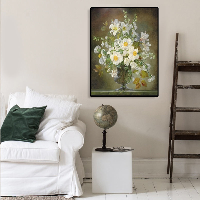Impressionism Flower and Vase Canvas Pastel Color Bathroom Art Print, Multiple Sizes Clearhalo 'Arts' 'Canvas Art' 1763260