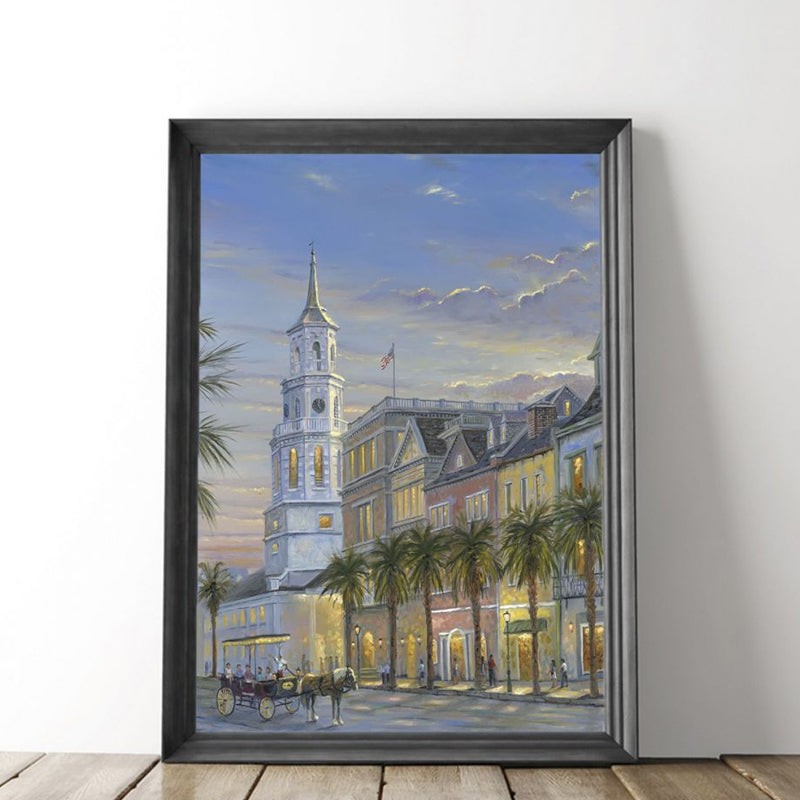 Grand Building View Painting Yellow Impressionism Style Wall Art Print for Dining Room Clearhalo 'Arts' 'Canvas Art' 1763278