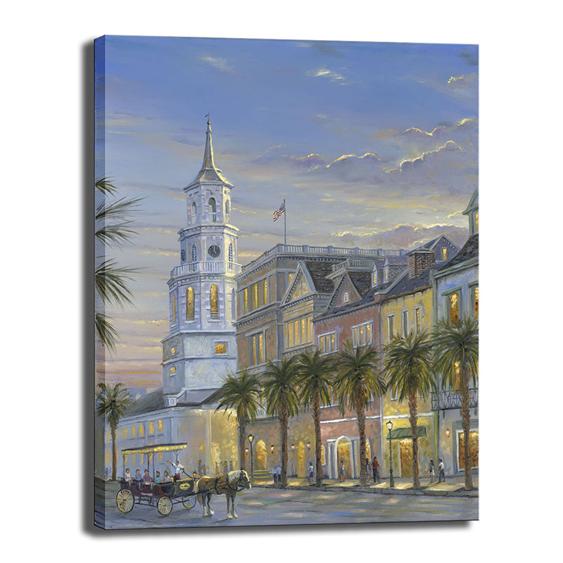 Grand Building View Painting Yellow Impressionism Style Wall Art Print for Dining Room Clearhalo 'Arts' 'Canvas Art' 1763280