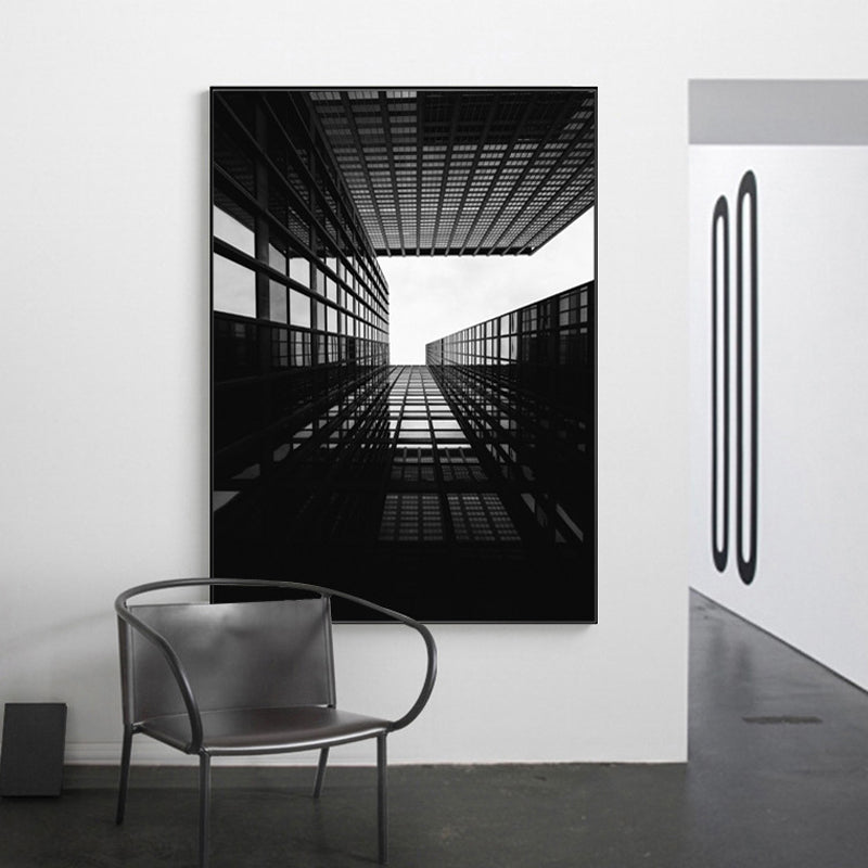 Contemporary Style Tall Building Canvas Light Color Textured Art Print for Dining Room Clearhalo 'Art Gallery' 'Canvas Art' 'Contemporary Art Gallery' 'Modern' Arts' 1763285