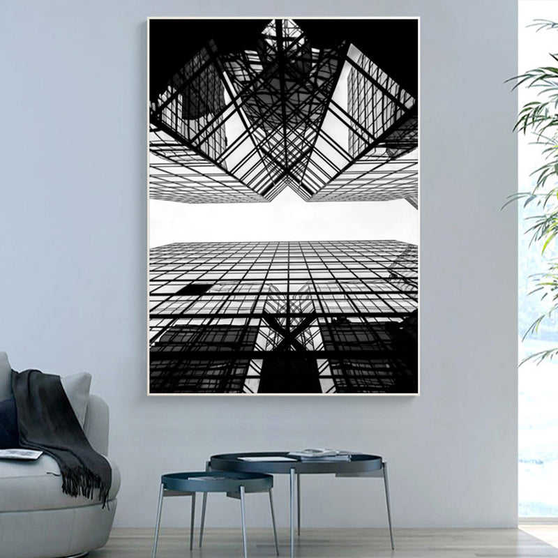Contemporary Style Tall Building Canvas Light Color Textured Art Print for Dining Room Grey Clearhalo 'Art Gallery' 'Canvas Art' 'Contemporary Art Gallery' 'Modern' Arts' 1763291