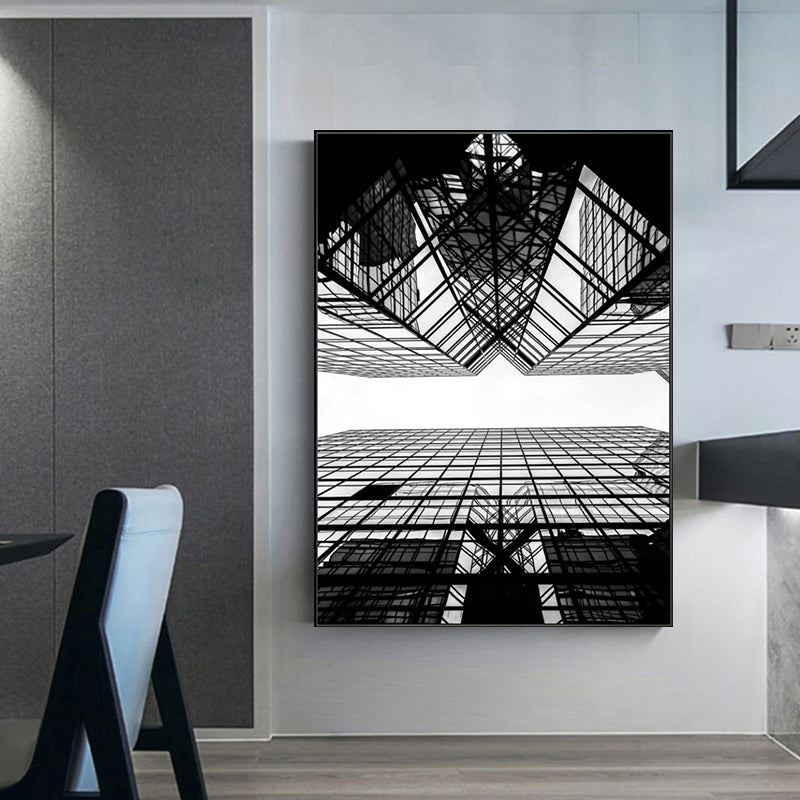 Contemporary Style Tall Building Canvas Light Color Textured Art Print for Dining Room Clearhalo 'Art Gallery' 'Canvas Art' 'Contemporary Art Gallery' 'Modern' Arts' 1763293