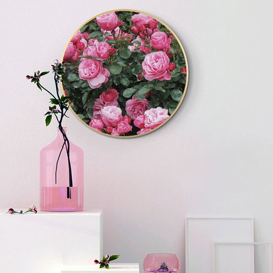 French Country Flower Blossom Canvas Pastel Color Textured Painting for Living Room Pink
