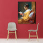 Renaissance Reading Girl Art Print Canvas Textured Yellow Wall Decor for Bathroom Yellow Clearhalo 'Arts' 'Canvas Art' 1763347