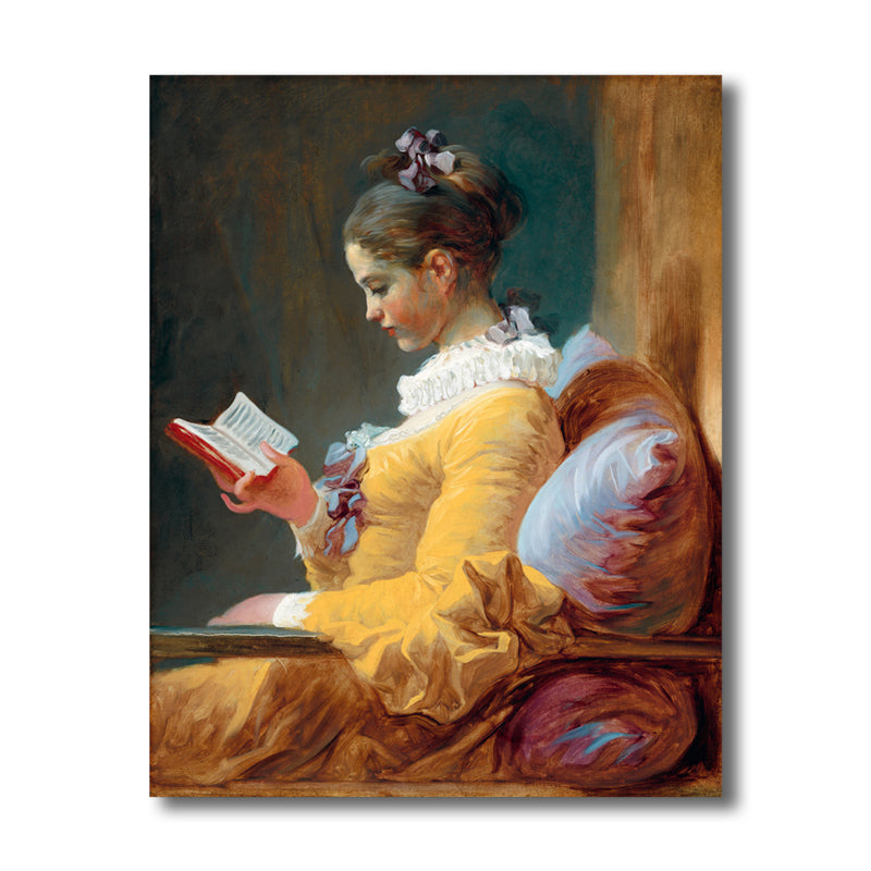 Renaissance Reading Girl Art Print Canvas Textured Yellow Wall Decor for Bathroom Clearhalo 'Arts' 'Canvas Art' 1763350