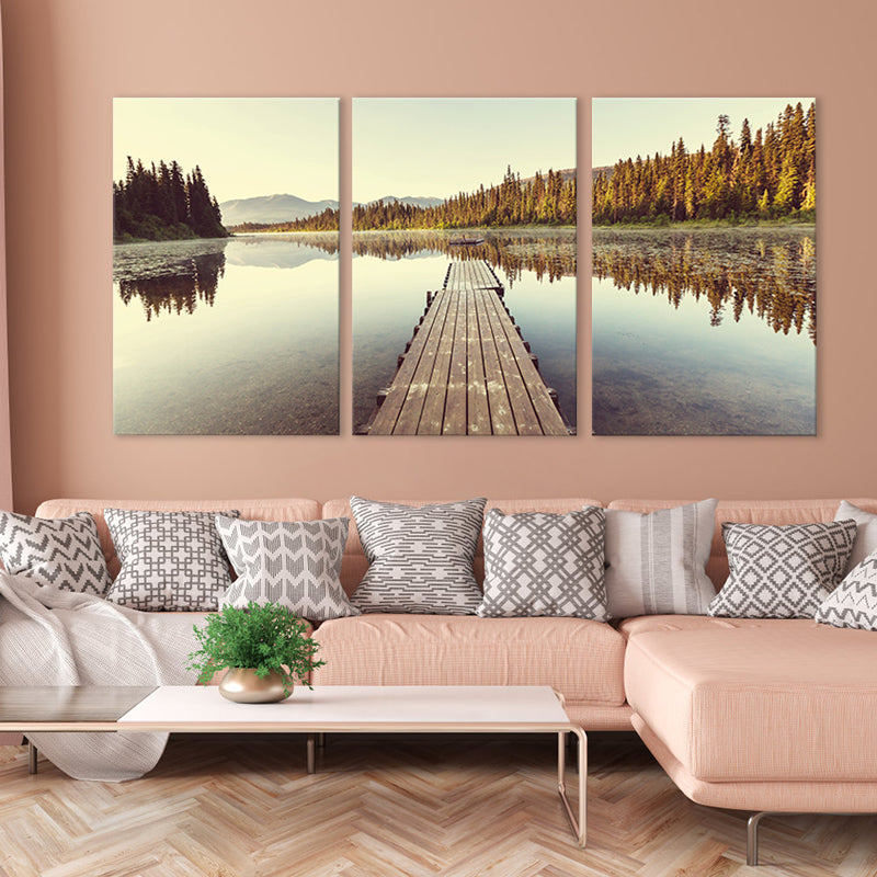 Forest Landscape Painting Soft Color Canvas Art Print Textured, Multiple Sizes Available Clearhalo 'Art Gallery' 'Canvas Art' 'Contemporary Art Gallery' 'Modern' Arts' 1763380