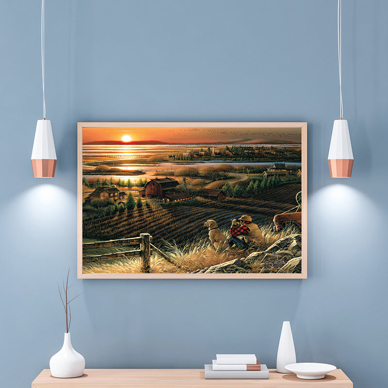 Brown Farmfield Sunset Scene Canvas Impressionism Style Textured Wall Decor for Dining Room Brown Clearhalo 'Arts' 'Canvas Art' 1763401