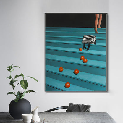Fruit Oranges Art Print Nordic Style Canvas Wall Decor in Dark Color for Living Room Blue Clearhalo 'Arts' 'Canvas Art' 1763424
