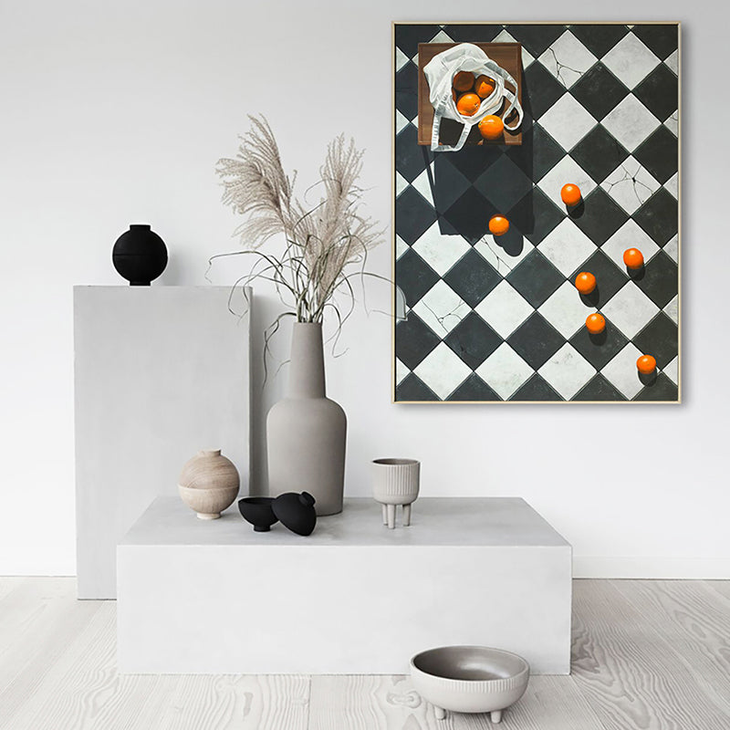 Fruit Oranges Art Print Nordic Style Canvas Wall Decor in Dark Color for Living Room White Clearhalo 'Arts' 'Canvas Art' 1763427
