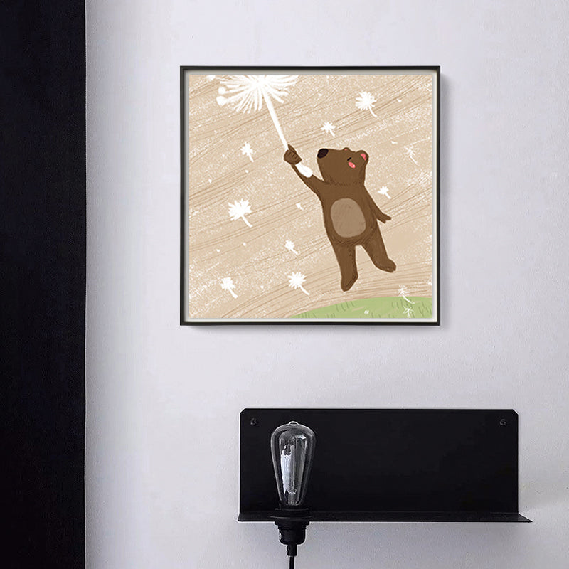 Cartoon Animal Wall Art Print Canvas Textured Soft Color Wall Decor for Baby Room Clearhalo 'Art Gallery' 'Canvas Art' 'Kids' Arts' 1763454